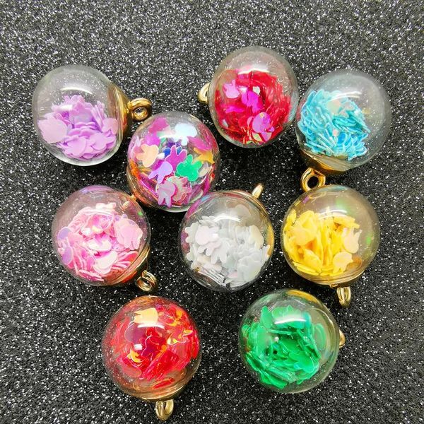 

new diy 8pcs 16mm mini glass bottles with rabbit sequins pendant ornaments jewelry maki qylyko, Black