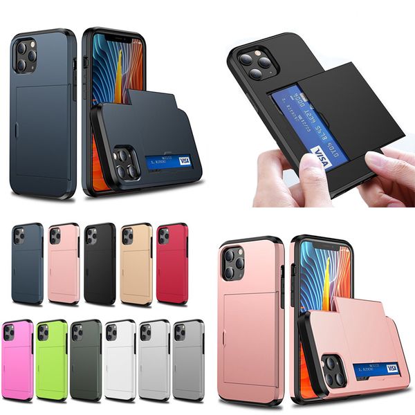 2020 mais novo cartão de capa deslizante 2-em-1 Caso de telefone anti-gota para iPhone 12 mini designers de moda capa para iphone 12 pro max