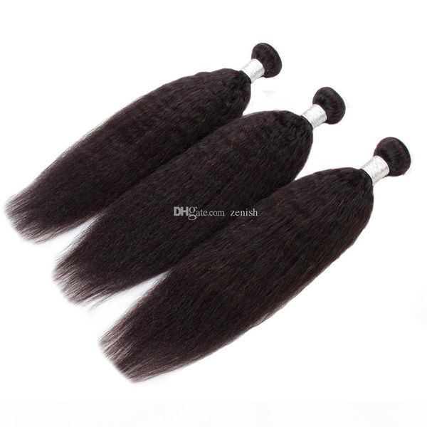 

peruvian virgin human hair kinky straight 3 bundles deals yaki human hair weft peruvian indian malaysian virgin remy hair extensions bundles, Black