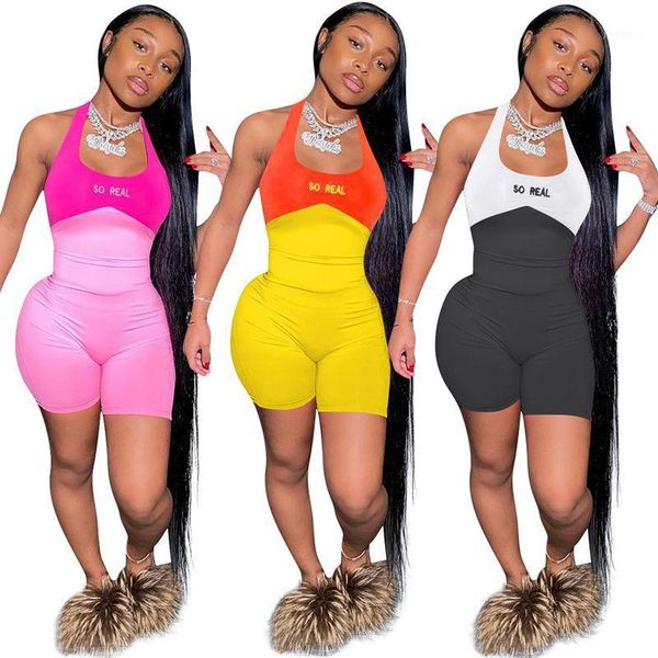 

zkyzwx bodycon playsuit summer body one piece club outfit off shoulder backless halter rompers womens jumpsuit biker shorts1, Black;white