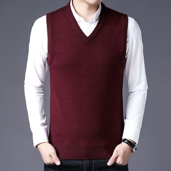

2021 with cleavage on v. father's clothes middle-aged pure male sweater vest fat 8610 w5no, Black