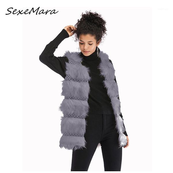 

winter casual fashion faux fur vest sleeveless elegant women clothing white vest 20201, Black