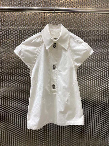 

autumn new women cotton short sleeve shirt blouse laldies casual shirt 2 color ddxgz3 8.19, White