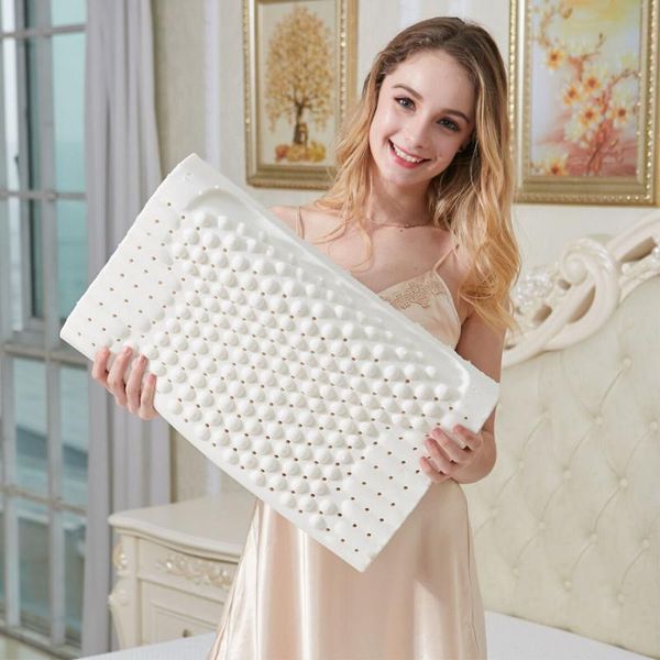 

natural latex bed cervical orthopedic pillow sleeping bedding latex massage particles pillows neck head care memory foam pillow