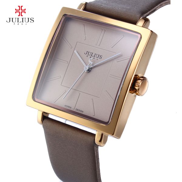 

brand julius quartz lady watches women luxury rose gold antique square leather dress wrist watch relogio feminino montre 201204, Slivery;brown