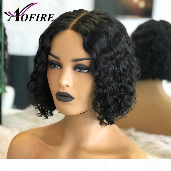 

360 lace frontal human hair wigs naturer black for black women brazilian remy hair wig short bob curly 150% pre plucked, Black;brown