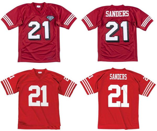 

stitched football jersey 21 deion sanders 1994 mitchell & ness retro rugby jerseys men women youth s-6xl, Black;red