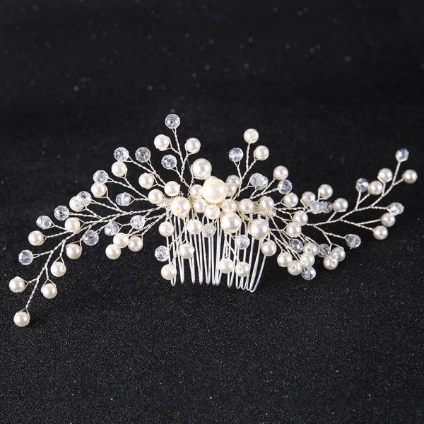

janevini silver plated bride headband vintage pearls rhinestones women hair combs for wedding accessories hair bride hairwear, Golden;silver