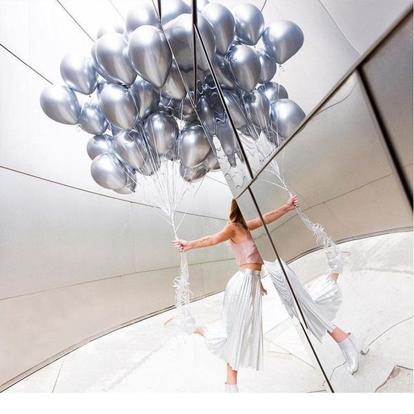 

10pcs 12 inch chrome metallic round latex balloons gold silver pink wedding market l birthday party decor helium jllbtf