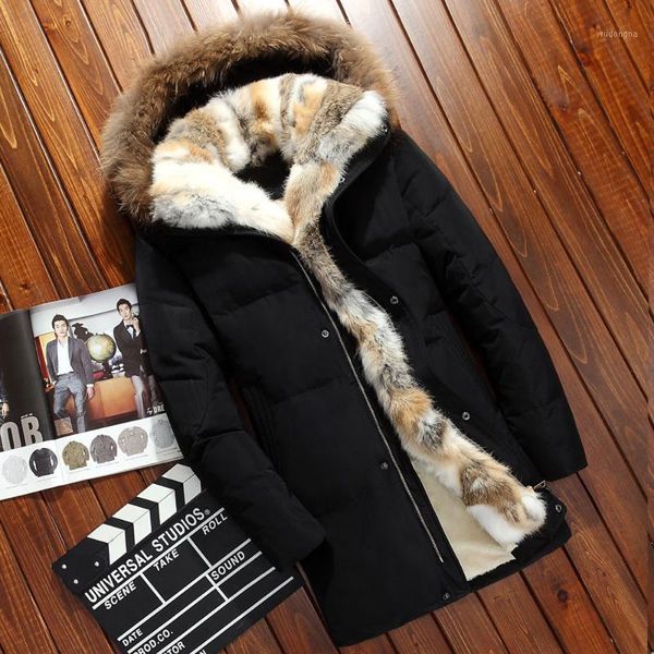 

mens down jacket winter warm fur collar long coat casual velvet lined parkas male hooded coats big size s~5xl1, Black