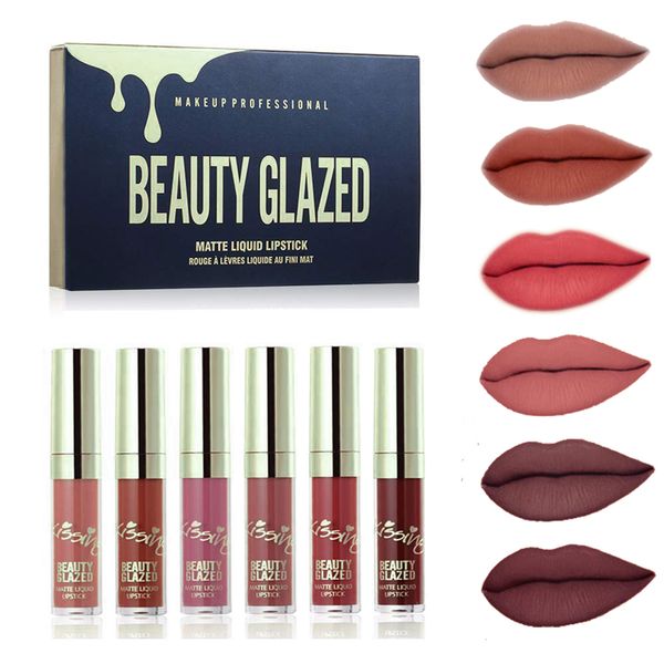 

beauty glazed matte liquid lipstick set natural waterproof long-lasting makeup lipgloss set