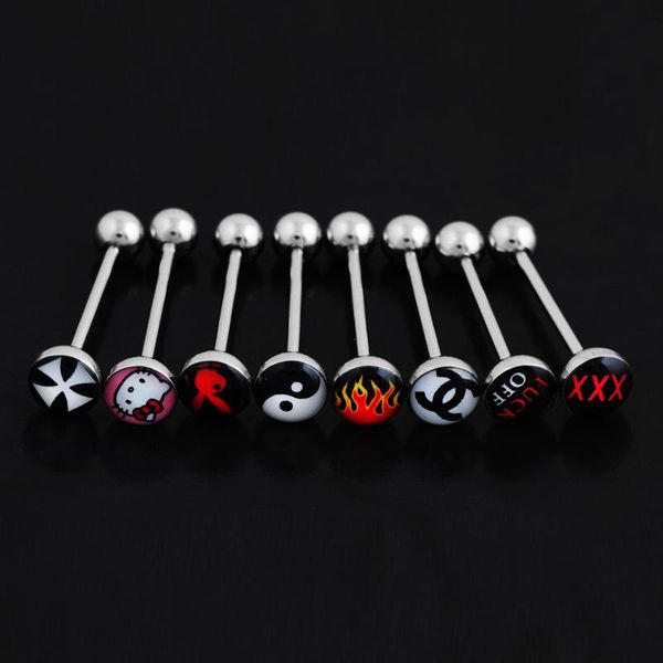 

2 шт. унисекс сексуальный язык пирсинг ланжи пирсинг язык кольца для женщин хирургическая нержавеющая сталь 1.619 мм масло ворон ювелирные и, Black