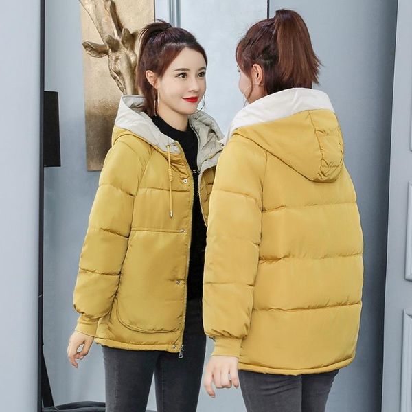 

women's down & parkas winter women big pockets coat fashion jacket cotton padded parka outwear hooded 7 colors solid female, Black