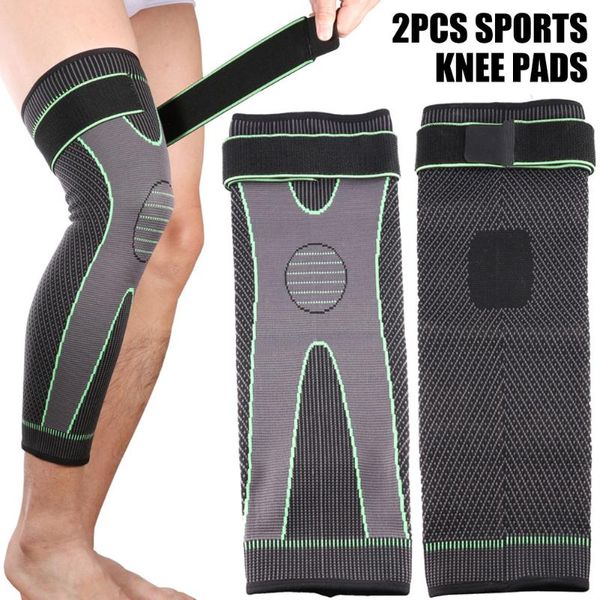 

elbow & knee pads long protector brace leg sleeve warm calf support ys-buy, Black;gray