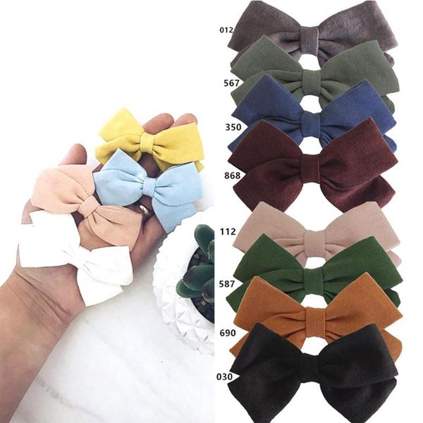 

hair accessories 4 pcs sweet cotton fabric bow clips baby girl's boutique bows barrettes hairbow hairgrips, Slivery;white