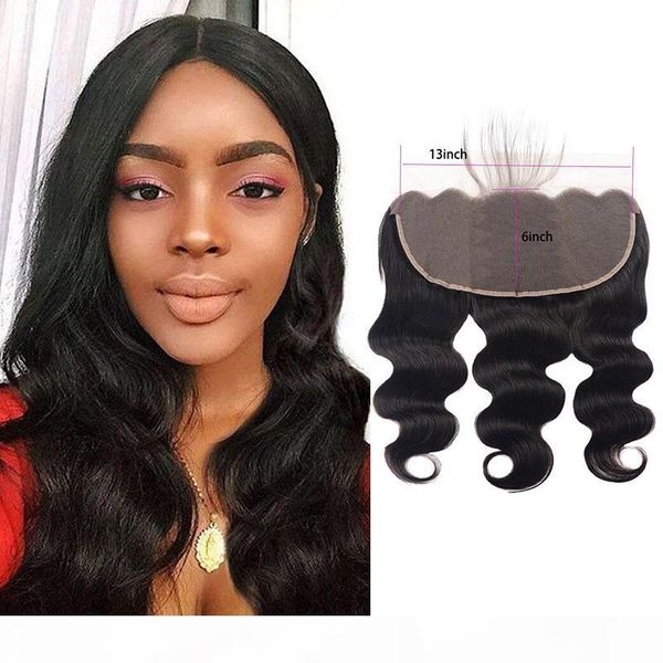 

indian raw virgin hair 13x6 lace frontal with baby hair pre plucked body wave 13*6 frontal natural color 8-22inch, Black;brown