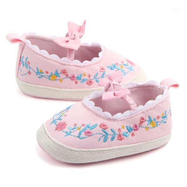 

first walkers 2021 toddler born baby crib shoes bow embroidery princess soft sole anti-slip prewalker for girls walk 090a1