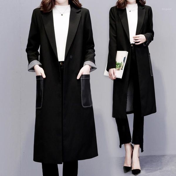 

fashion women's new spring and autumn mid-length small suit windbreaker female british wind casual suit jacket spring autumn1, White;black