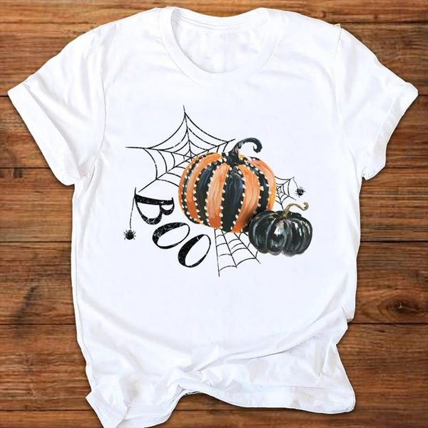 

women graphic boo letter pumpkin cute thanksgiving autumn halloween print clothes lady tees female t shirt womens t shirt, White