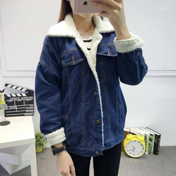 

denim jacket with fur for women autumn winter fashion 2020 warm jeans jacket fur female ladies faux coat t ff13011, Black;brown