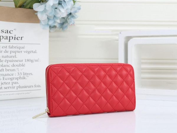 

2021 new fashion zipper standard wallet famous brand designer wallet woman hand purse woman wallet wholesale d44, Red;black