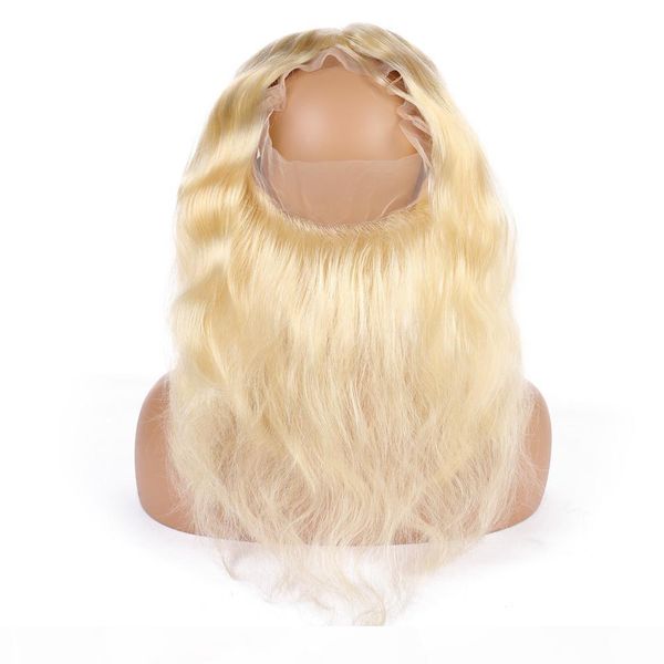 

body wave blonde virgin hair weaves with 360 frontal lace closure #613 bleach blonde peruvian human hair 4bundles with 360 lace closure, Black;brown