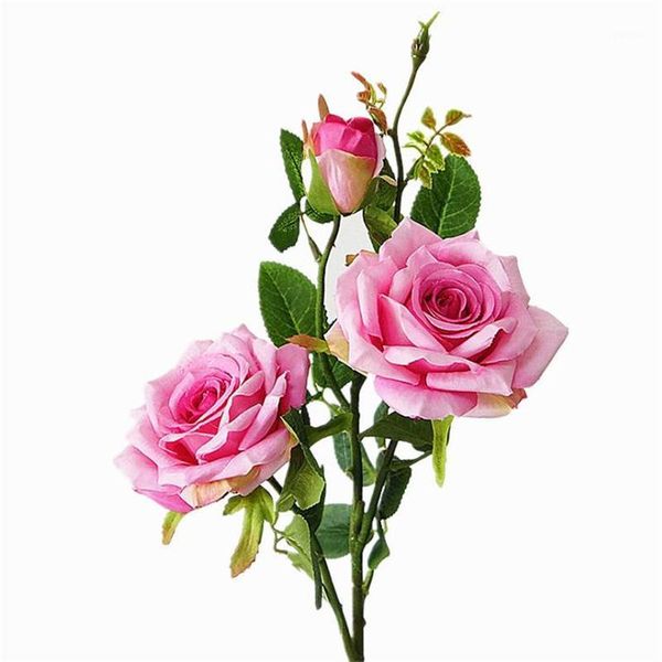 

decorative flowers & wreaths 3 heads/1pc silk roses artificial flower bride bouquet valentine gifts house decoration wedding party fake faux