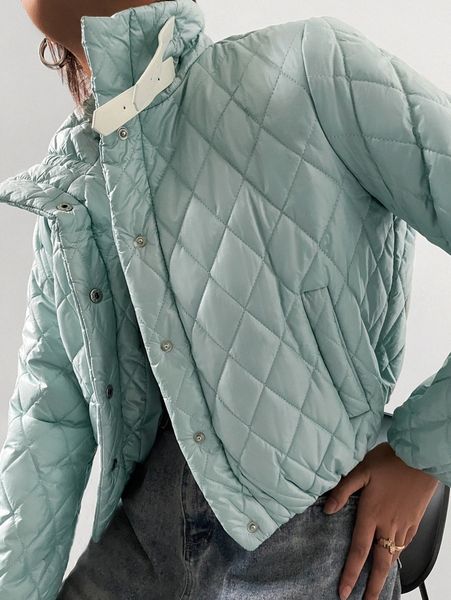 

sollinarry snap button up buckle quilted coat f0xc#, Black