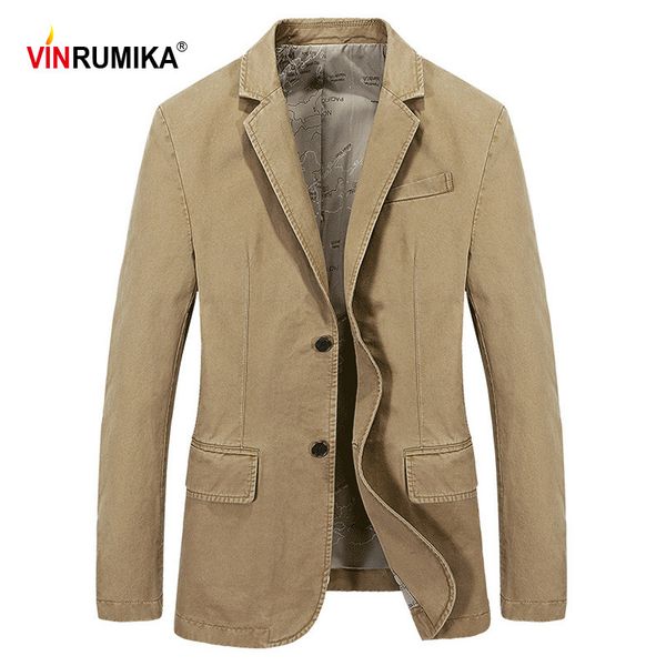 

spring business men's casual brand blazer gentleman male autumn 100% cotton blue overalls blazers slim suits jacket coats 201118, Black;brown