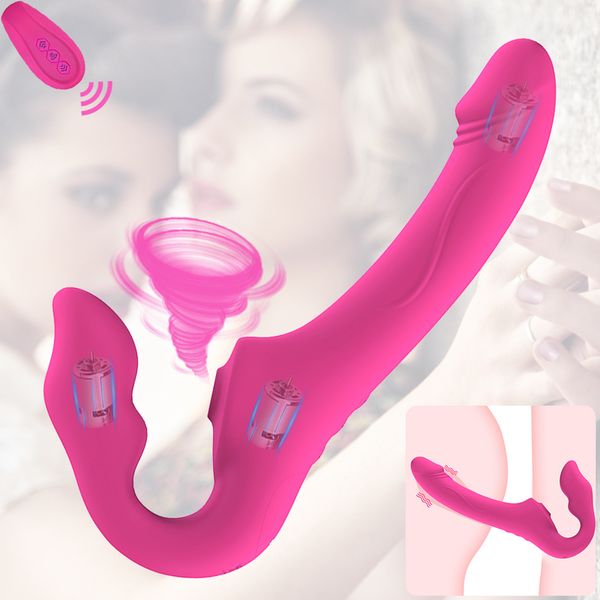 Strap-on per marito e moglie Vibratori Donna con coppia di controllo Dildo lesbico Vibratore anale Giocattoli sexy Vagina Masturbazione 220304