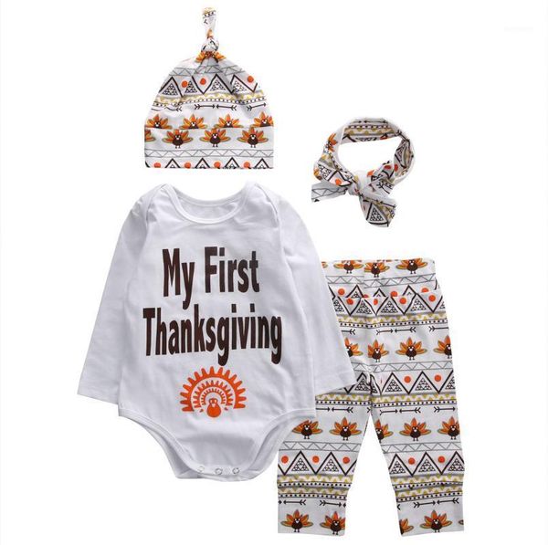 

clothing sets born thanksgiving baby boy girl cotton long sleeve romper bodysuit outfits clothes set1, White