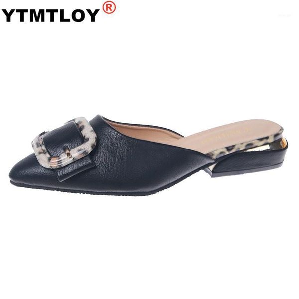 

slippers plus size 35-44 mules women slides pointed toe leopard buckle weave shoes girl beach 3.5 flip flop slip on slipper1, Black