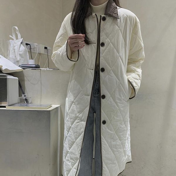 

2020 new winter long sleeve coat lapels han edition straight and long cotton-padded clothes women wholesale, 8897, Black