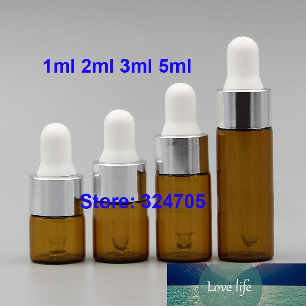 1ml2ml3ml5ml cosmético óleo essencial soro de óleo frascos com pipeta, mini gotas de vidro beleza fragra garrafa âmbar, ferramenta de maquiagem