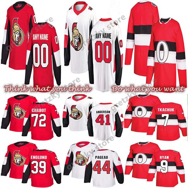 

custom ottawa senators jerseys 7 tkachuk 41 anderson 9 ryan 39 englund 65 karlsson duchene customiz any number any name hockey jersey, Black;red