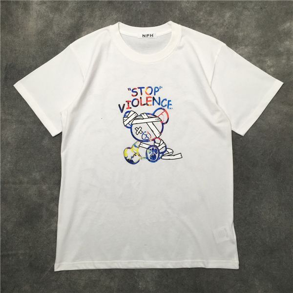 

bear high 2021 new men st-shirts hip shirt skate street cotton kenye # n289 ltzz, White;black