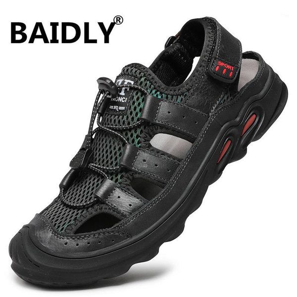 

sandals classic men's summer soft comfortable men shoes genuine leather big size outdoor roman slippers1, Black