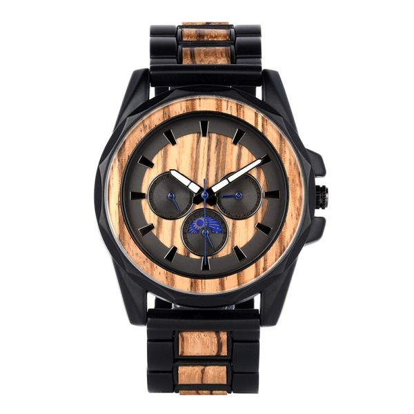 

luxury watches watch timepieces relogio men metal stylish men chronograph military masculino wooden gift great for quartz xgohn, Slivery;brown