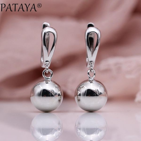 

dangle & chandelier pataya white gold simple fine classic earring spherical long earrings women fashion wedding party exquisite jewelry, Silver