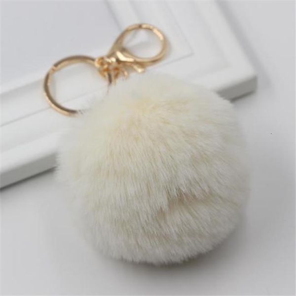 

pompoms keychain trinkets gold lobster ball 8cm chain fluffy key link cute keychains for women bag cars keyrings 18 colo, Silver