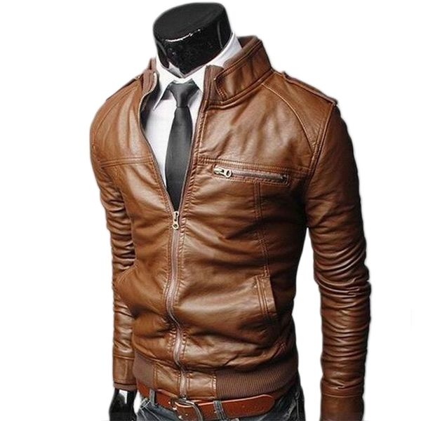 

men leather jacket fashion autumn motorcycle pu leather male winter bomber jackets outerwear biker cool faux leather coat lj201013, Black;brown