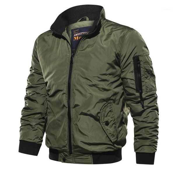 

winter jacket men jackets army green solid color zipper pilot jacket lightweight coats for men chaquetas hombre1, Black;brown