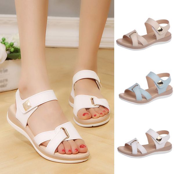 

women shoes woman sandals 2021 womens solid color versatile sandals summer breathable fashion casual shoes, Black