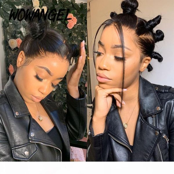 

wowangel human hair wigs 360 lace wig straight natural black preplucked 150 brazilian remy human hair wigs for women black, Black;brown