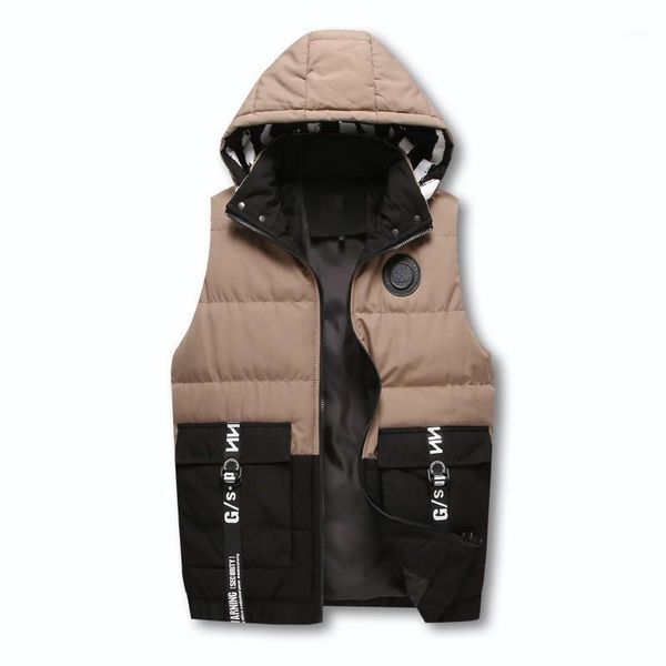 

2018 new pattern winter men's wear even hat clothes vest tide brand leisure time cotton loose coat cotton-padded1, Black