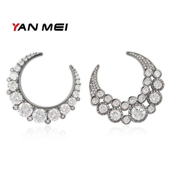 

yan mei new round cubic zirconia earring silver color hoop earrings brand jewelry party gift for woman gle6220y, Golden;silver