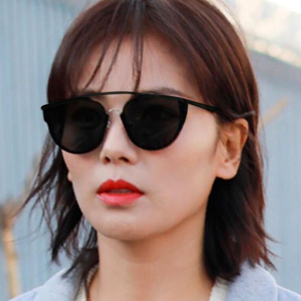 

новое прибытие 2021 мода cat eye солнцезащитные очки женщины металлические очки зеркало классический винтаж oculos de sol feminino uv400