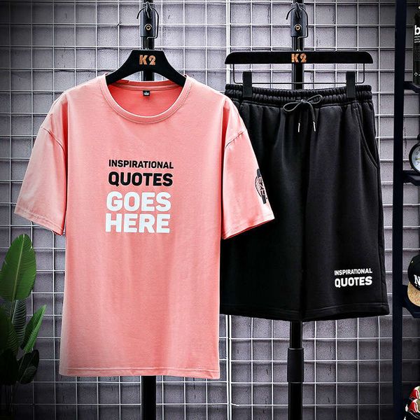 

2020 short sleeve t-shirt summer men's sports casual suit, Gray