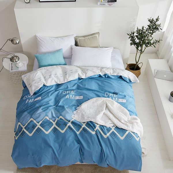 

duvet cover covers & sets blue fashion rectangle pattern cotton comforter/quilt/ case 100% with zipper twin full queen king size