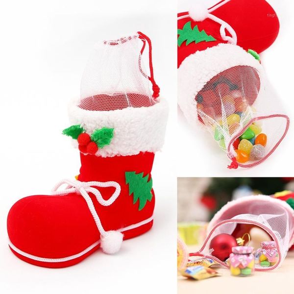 

1pcs gift candy christmas shoes xmas decoration tree boots stocking hanging bag elfs m1